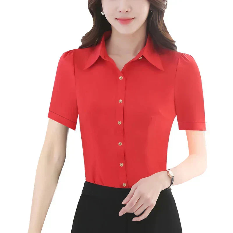 Camisa elegante de oficina para mujer, blusa holgada de manga larga con botones, cárdigan de color liso para primavera y otoño