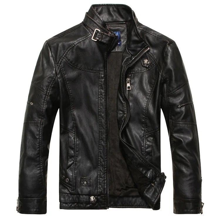 Male Retro American Style Leather Jacket Streetwear Men Outerwear Leat