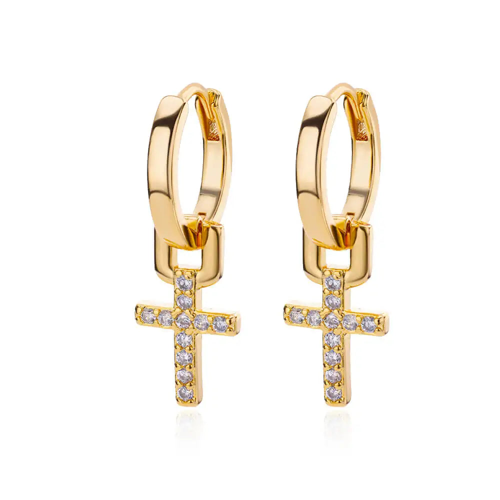 Pendientes de cruz para mujer, color dorado, de acero inoxidable, tendencia 2023, aretes colgantes estéticos para mujer