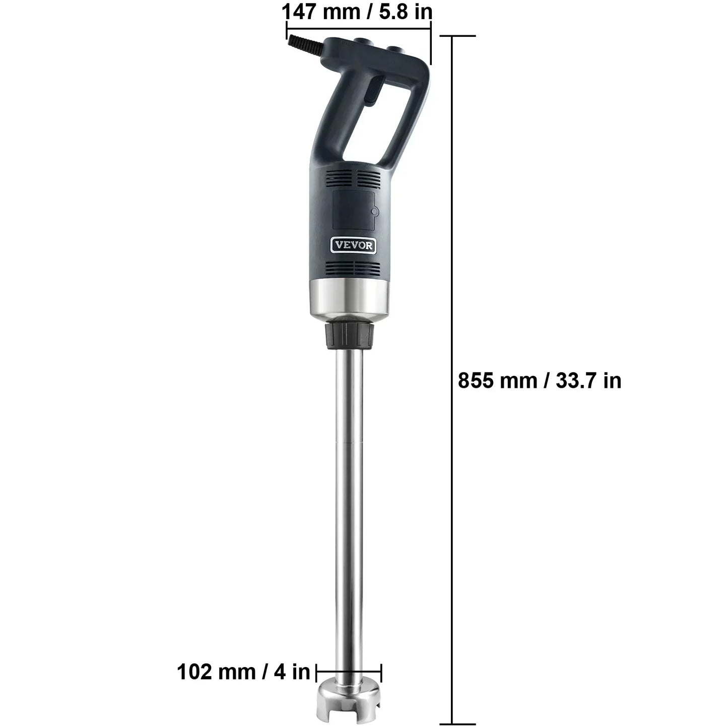 Licuadora de inmersión comercial SucceBuy de 500 vatios, batidora de mano resistente, batidora de varilla de cocina de velocidad variable con acero inoxidable 304