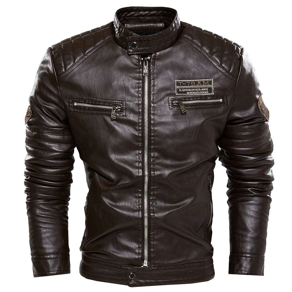 Men Outerwear Leather Moto Jacket Trend Brand Men's New Clothing Men F