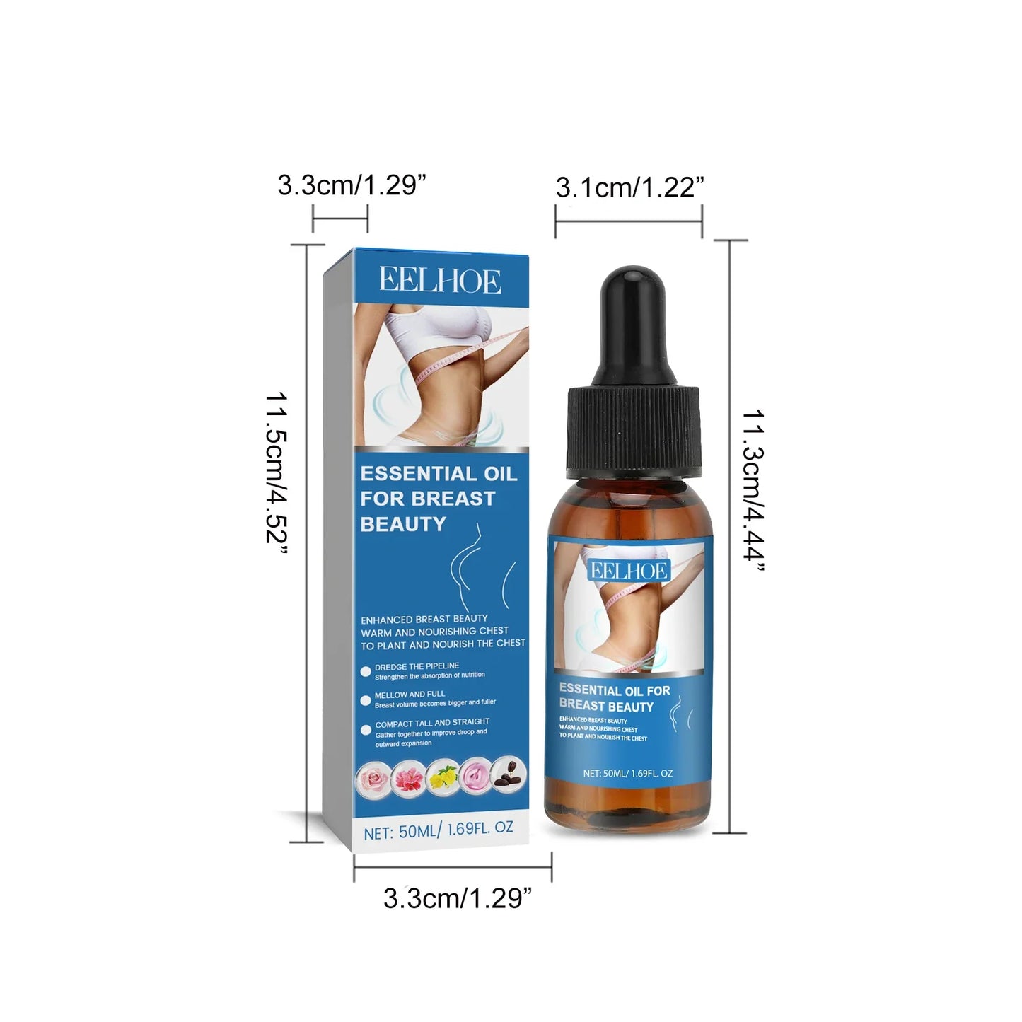 Breast Essential Oil, Moisturizing Firming Plump and Full Breast Massage Care Essential Oil, Optimize Breast Growth Environment