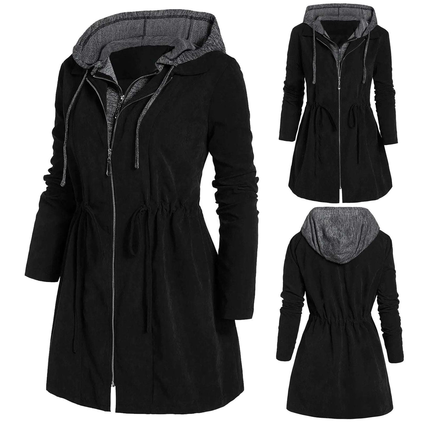 Patchwork Winter Hooded Winter Jackets For Women Plus Size Slimming Wa