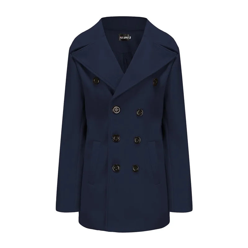 Stylish Men s Winter Woolen Coats with Lapel Neck Long Sleeve Double Breasted Buttons - Stay Warm and Fashionable in these