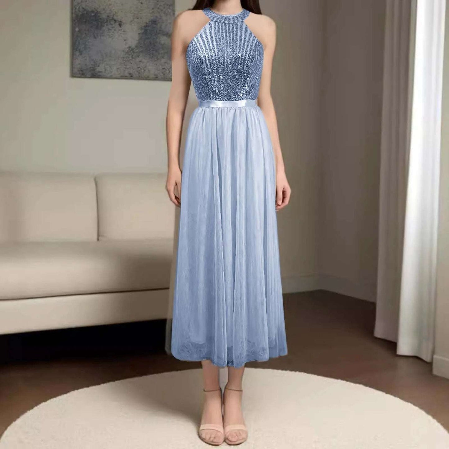 Elegant Halter Long Bridesmaid Dresses A-line Lace Sleeveless Wedding Party Evening Gowns for Women Party Dress 2025