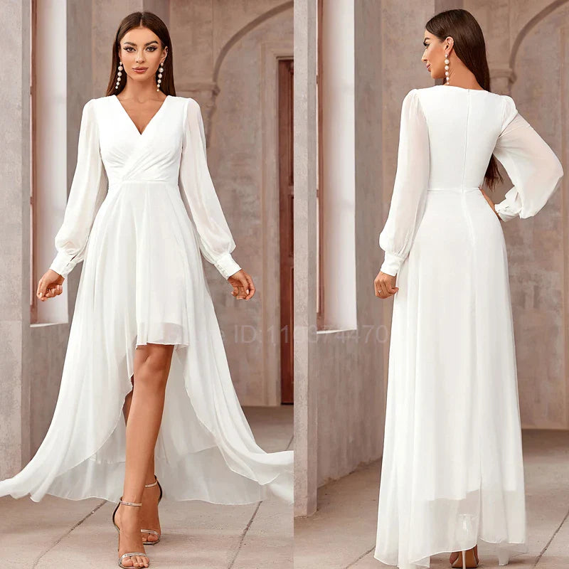 Cocktail Dress Chiffon Long Sleeve Dress Women Evening Party Maxi Dress New Wedding Party Dress Elegant Ladies Evening Dress