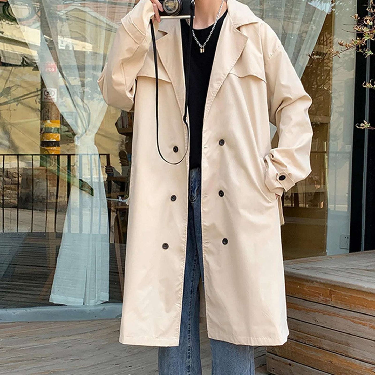 Long Man Trench Coat Autumn High End Business British Party Windbreake