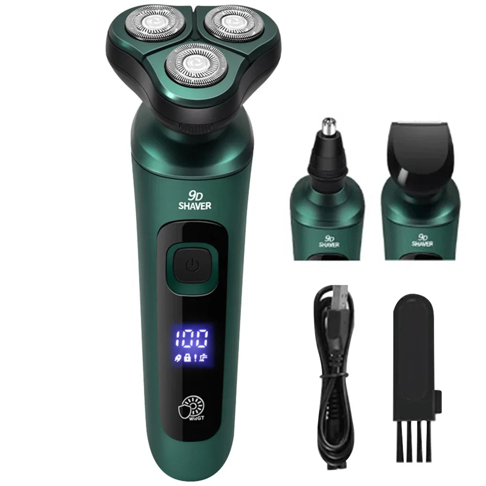 Men Rechargeable Shaver USB Charging Smart Razor with Digital Display Face Beard Trimmer Shaving Face Beard Razor Car Home Razor