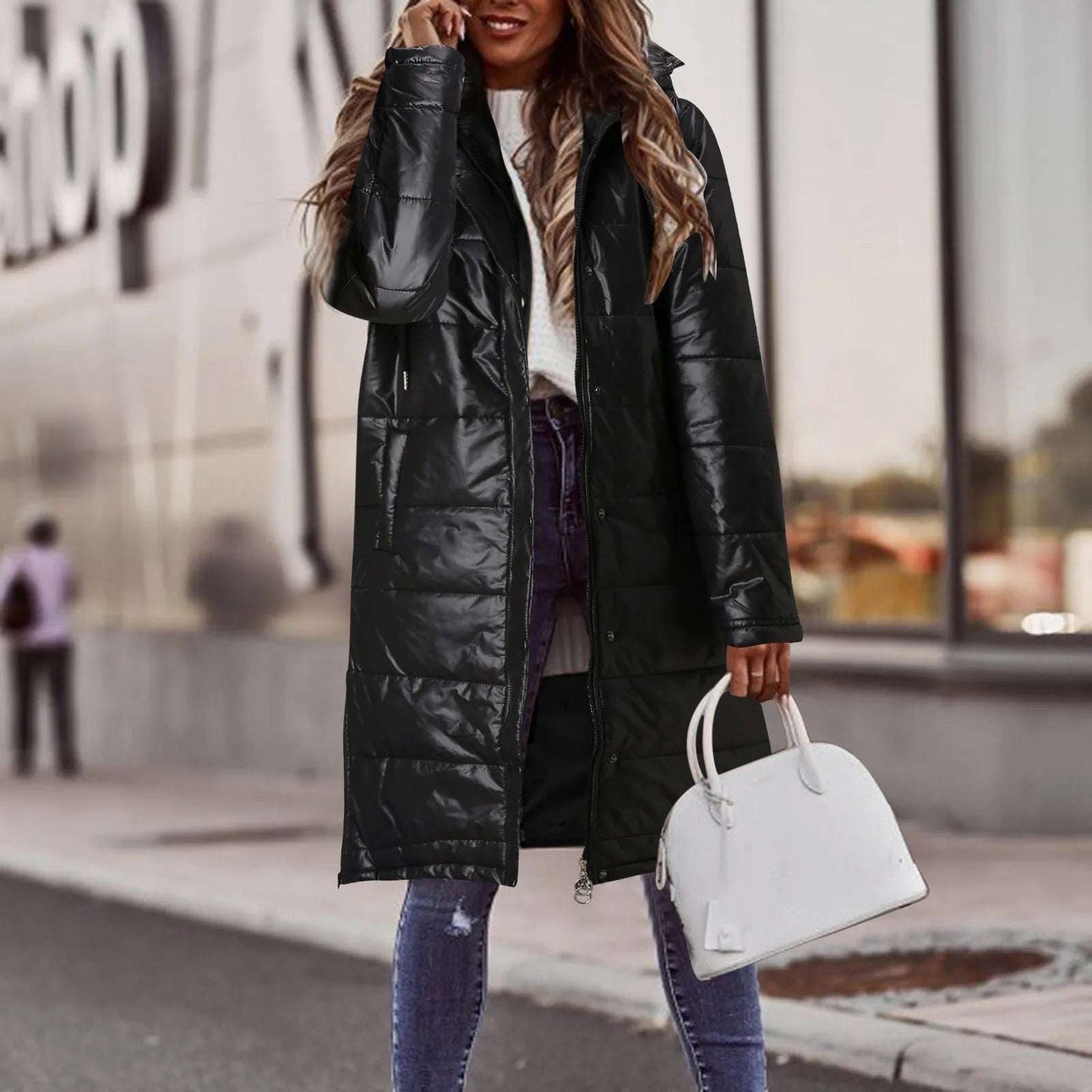 Plus Size Parkas For Women Casual Hood Down Pockets With Coat Long Qui