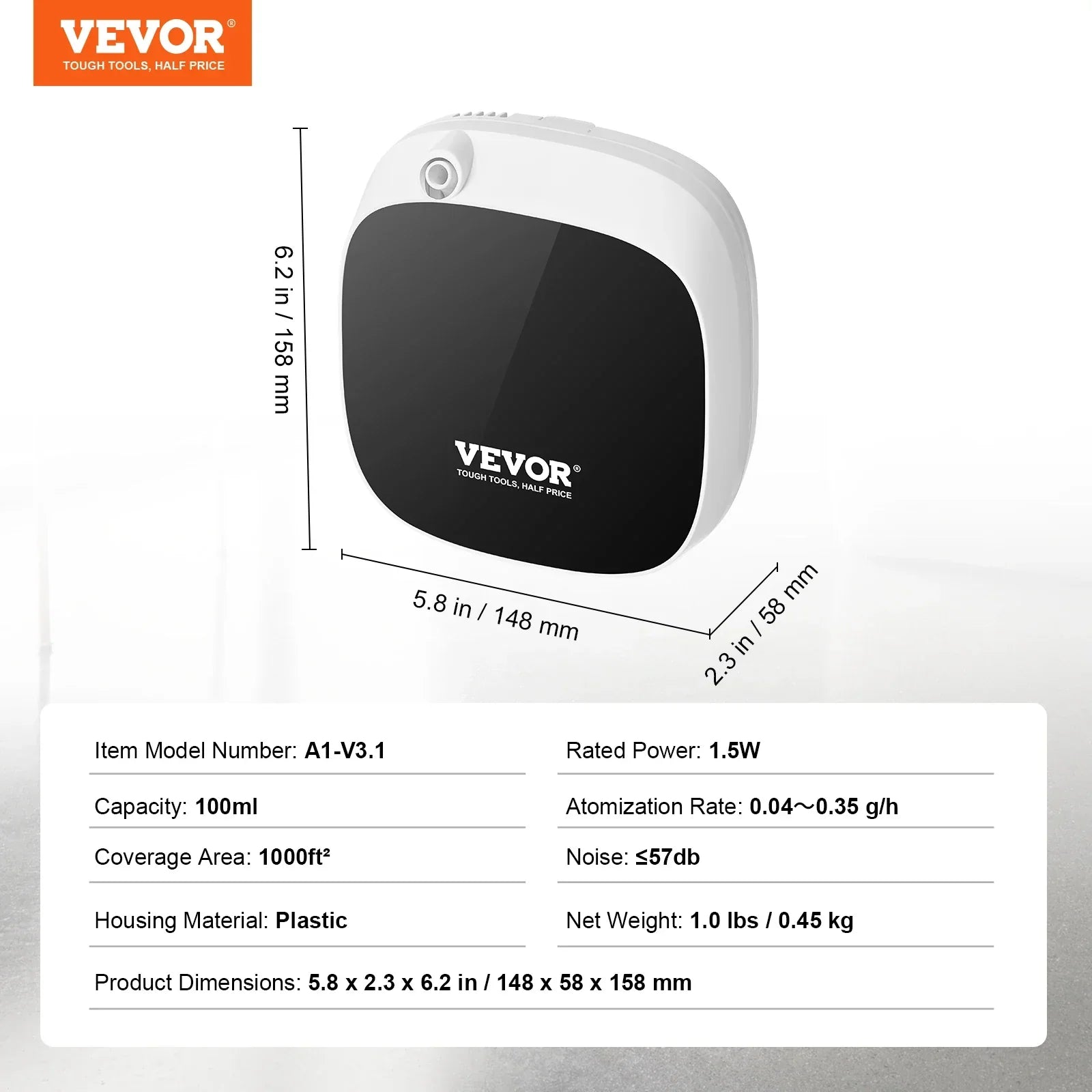 VEVOR 100ml Bluetooth Smart Essential Scent Diffuser 1000sq.ft with Cold Air Technology for Home Office Hotel Spa