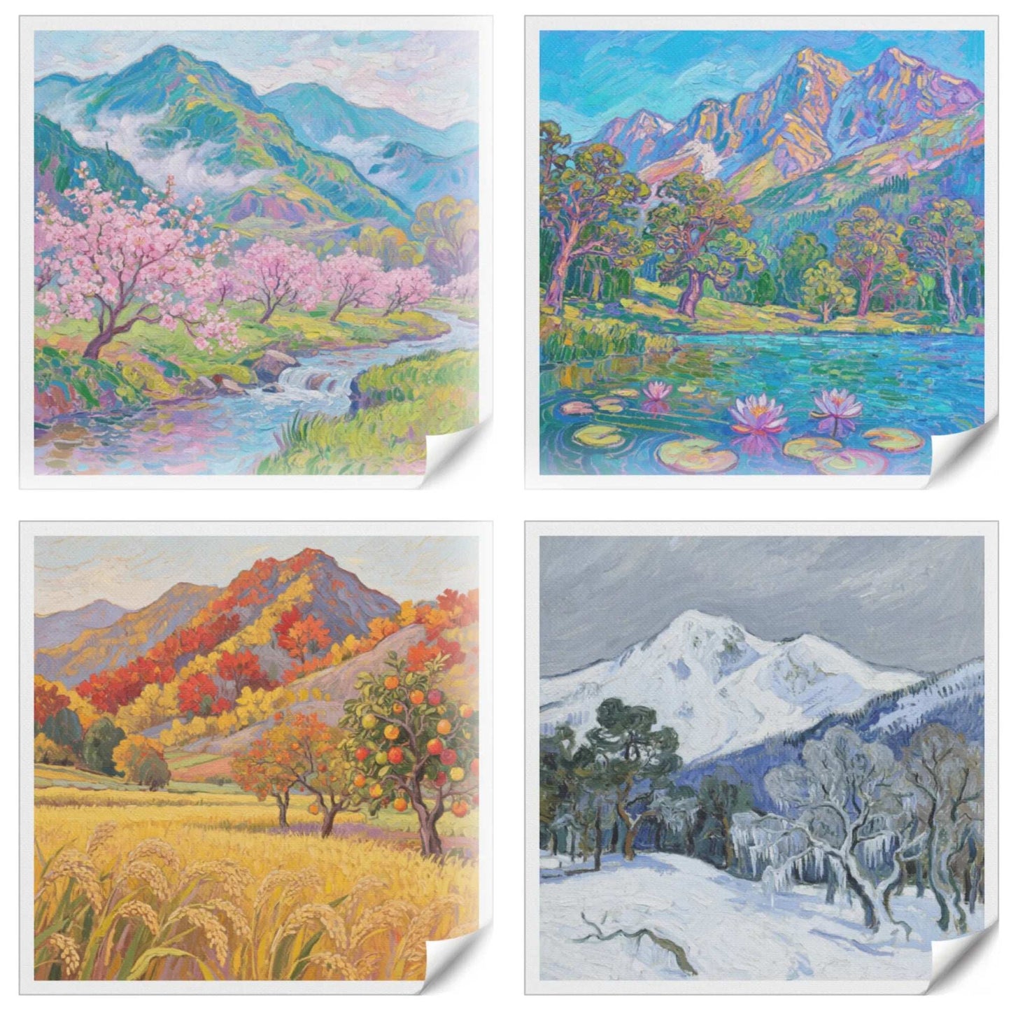 Pintura al óleo sobre lienzo de las Cuatro Estaciones, impresión HD, arte de pared, póster, galería, impresiones artísticas, imágenes, fotos para la sala de estar, decoración del hogar, regalo