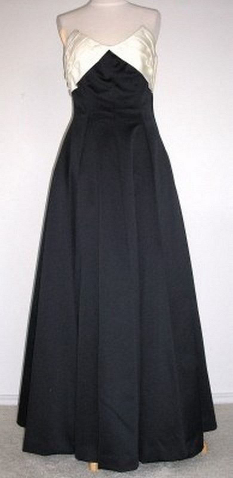 Victor Costa Vestido para mujer Corpiño blanco satinado Parte inferior azul marino Talla ?