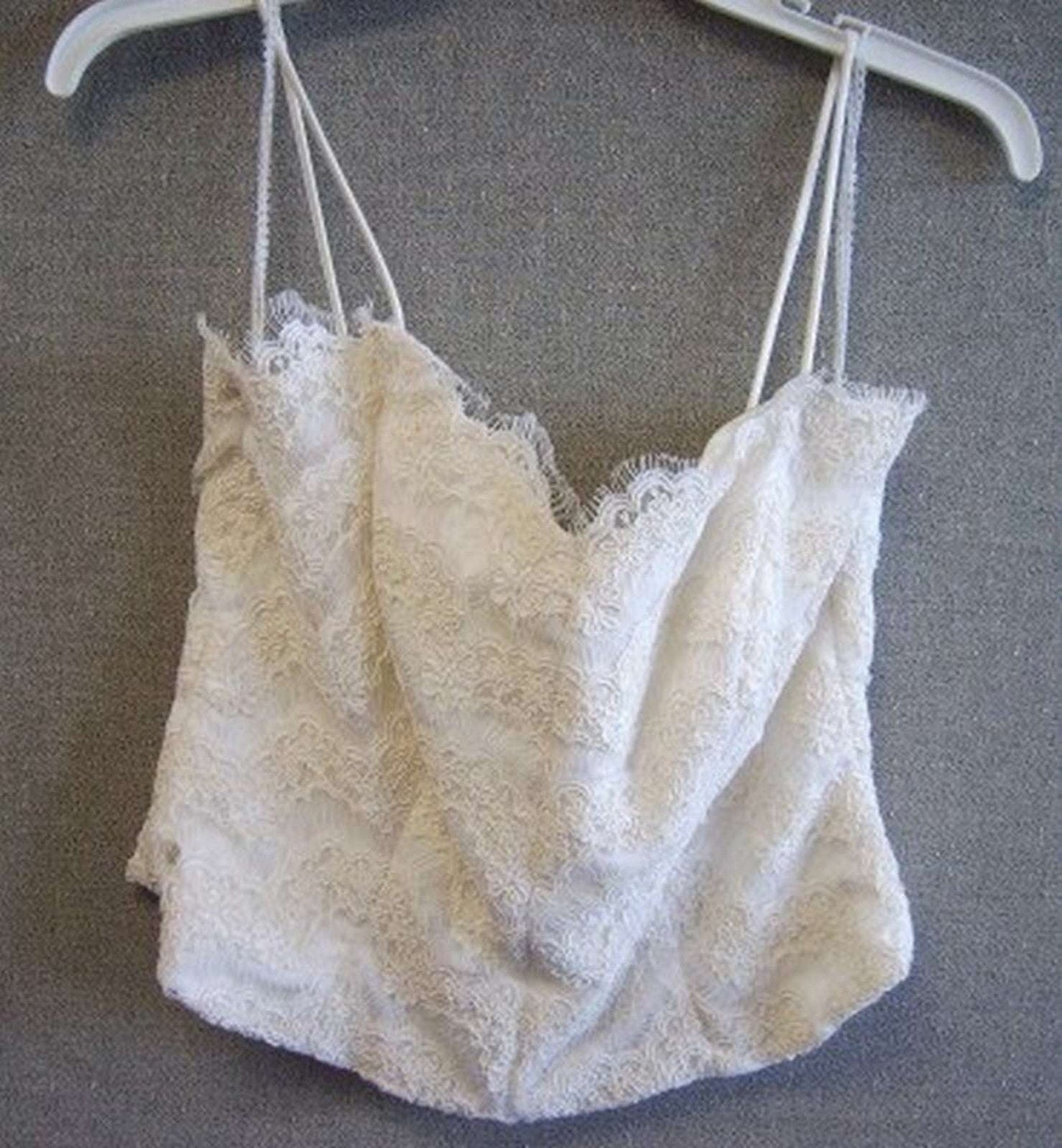 Watters & Watters Women Top Lace Ivory Spaghetti-Shoulder Straps Size 10