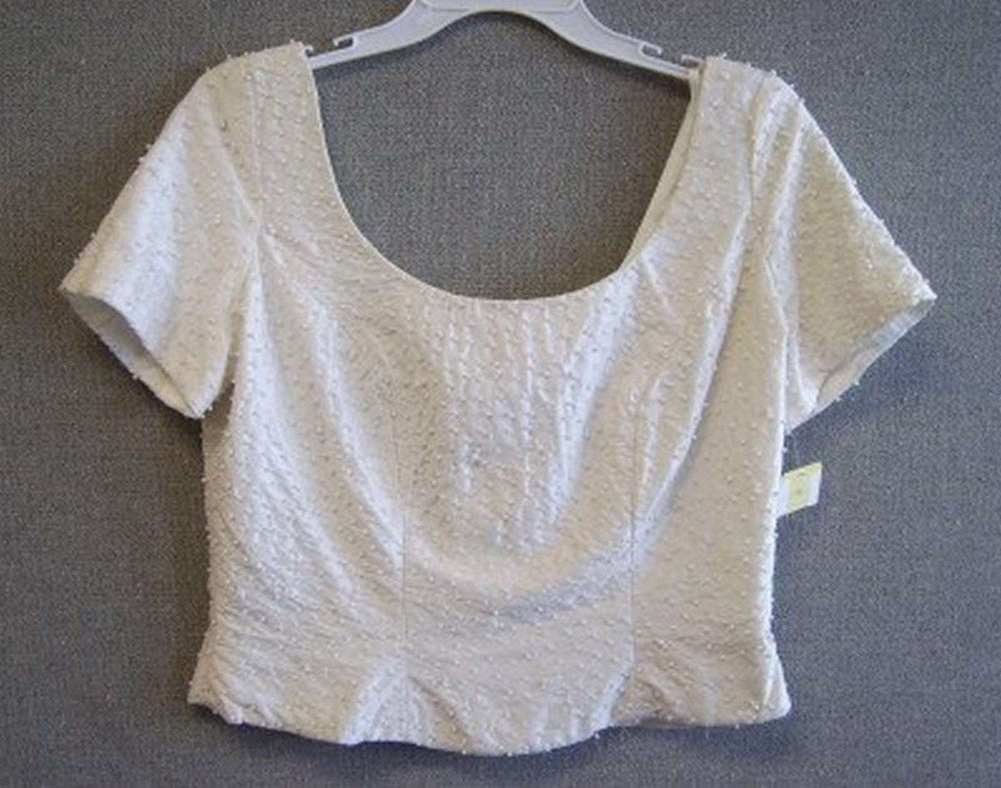Watters & Watters Women Top Taffeta Ivory with Tiny Pearls Size 8