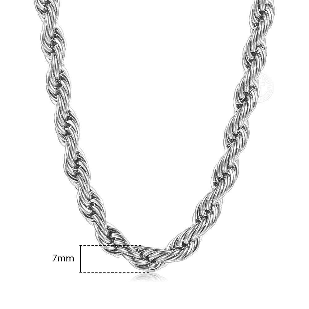 New Fashion Twisted Rope Link Chain Gold Color Stainless Steel Necklace for Men image 7