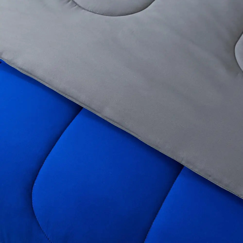 Solid Blue Reversible Comforter Set with Grey Sheets Mainstays Bed-in-a-Bag Kit image 4