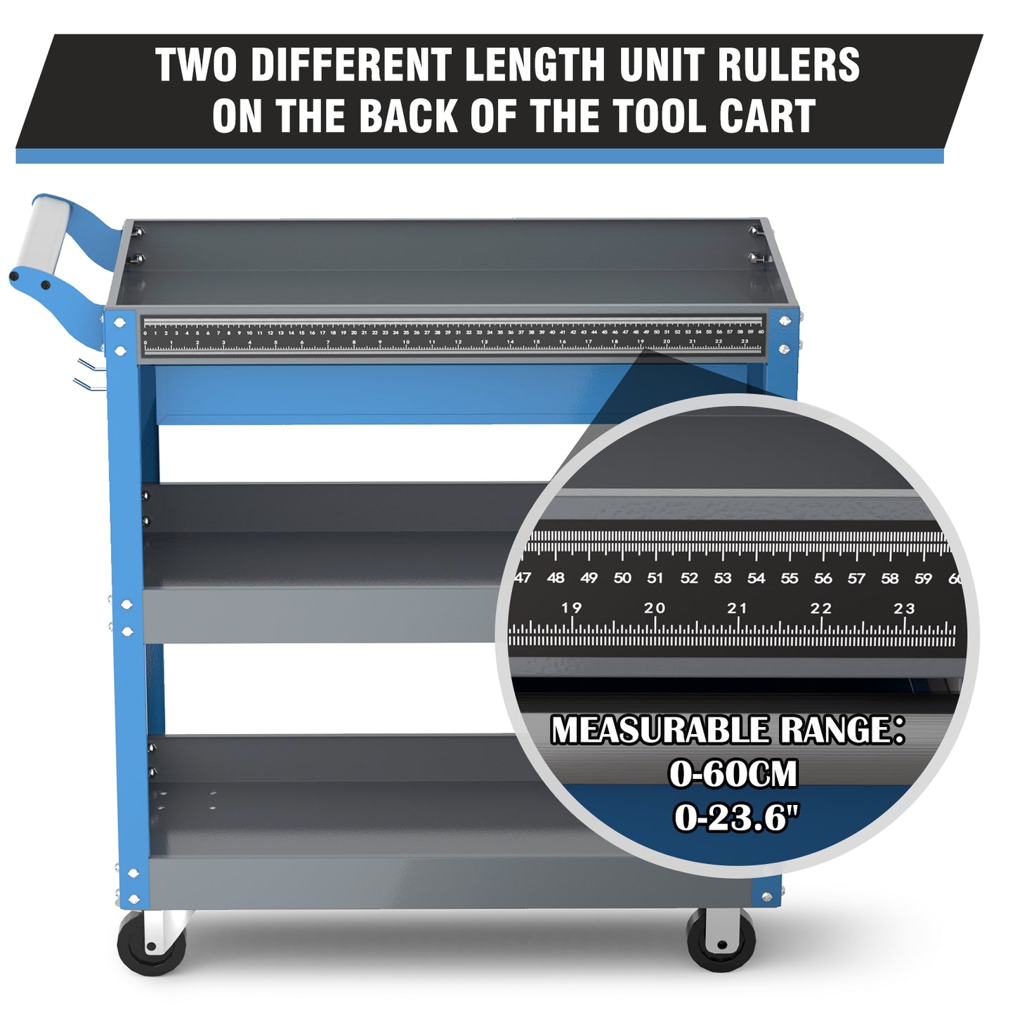 AIRAJ 3 Tier Rolling Tool Cart on Wheels,Metal Heavy Duty Mechanic Cart with Dr image 2