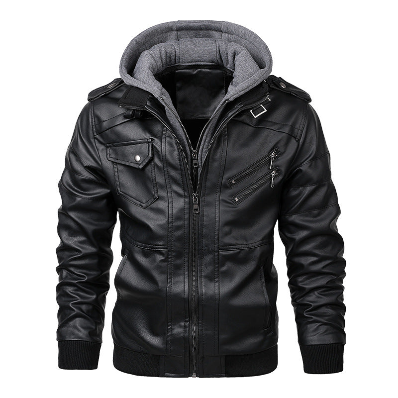 KB New Men's Leather Jackets Autumn Casual Motorcycle PU Jacket Biker Leather C image 0