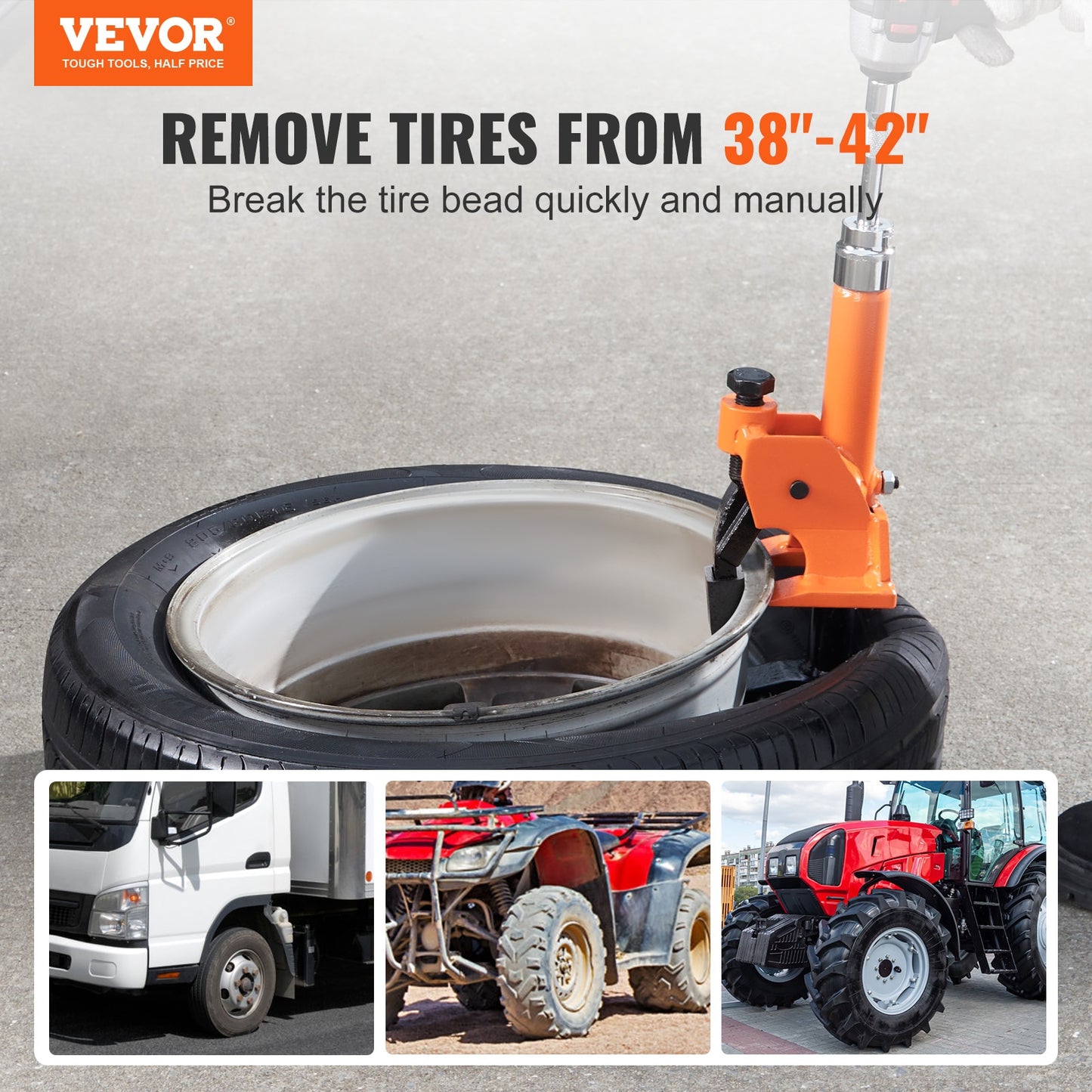 VEVOR Manual Tire Bead Breaker 38"-42" Tires Changer Tool with Rubber Pad Prote image 4