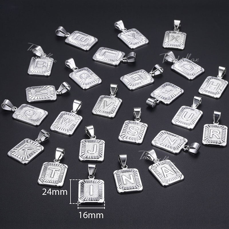 Initial Letter Pendant A-Z 26 Charm For Women Men Gold Color Silver Color image 3