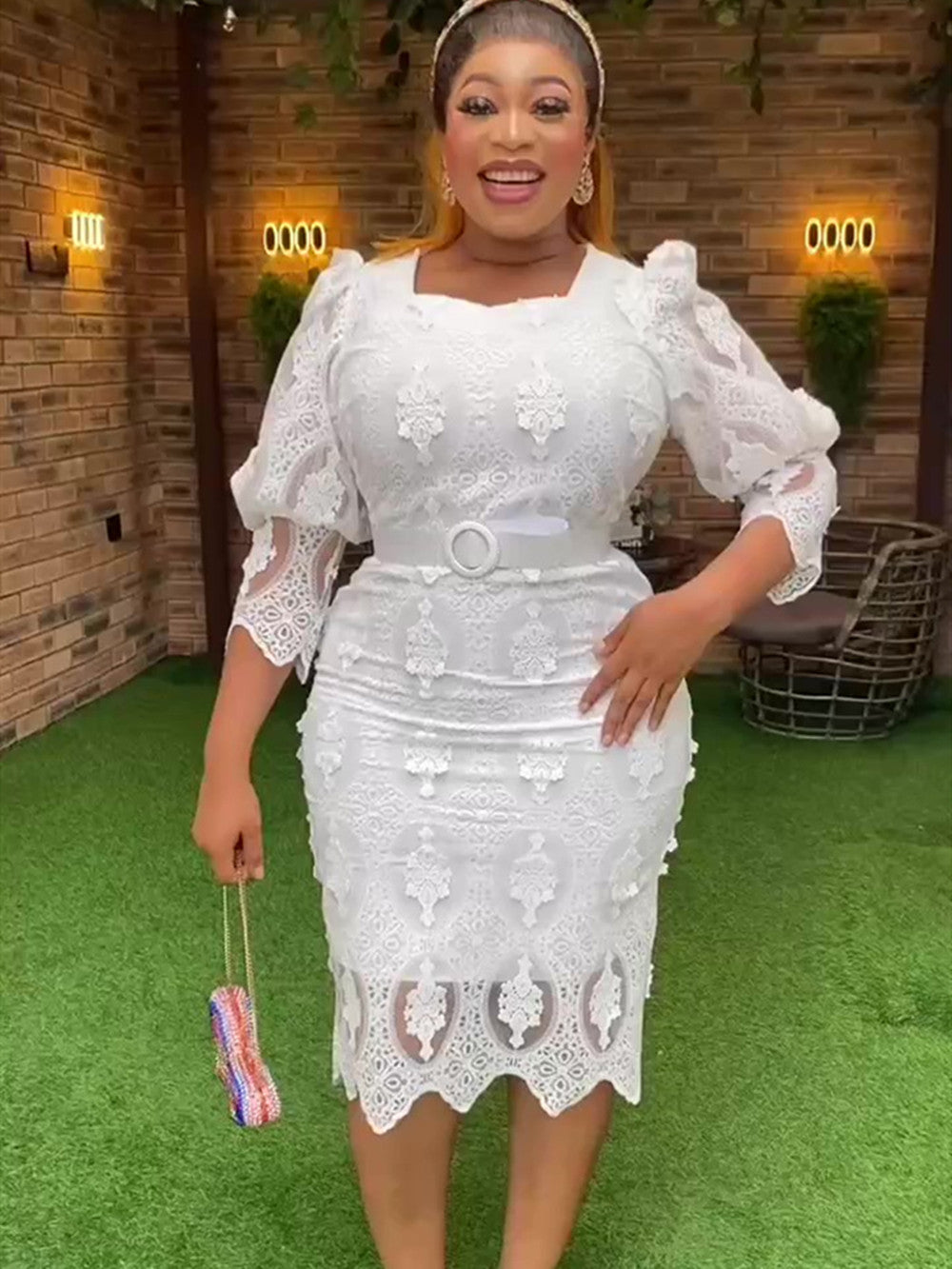 Plus Size African Party Dresses for Women Dashiki Ankara Lace Wedding Evening G image 2