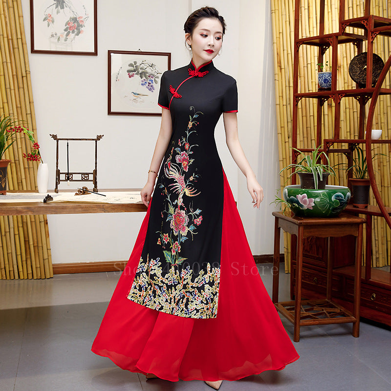 Vietnam Woman Retro Ao Dai Elegant Phoenix Chinese Style Cheongsam Vintage Fest image 5