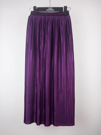 Silver Gold Pleated Skirt Womens Vintage High Waist Skirt 2023 Winter Long Warm image 10