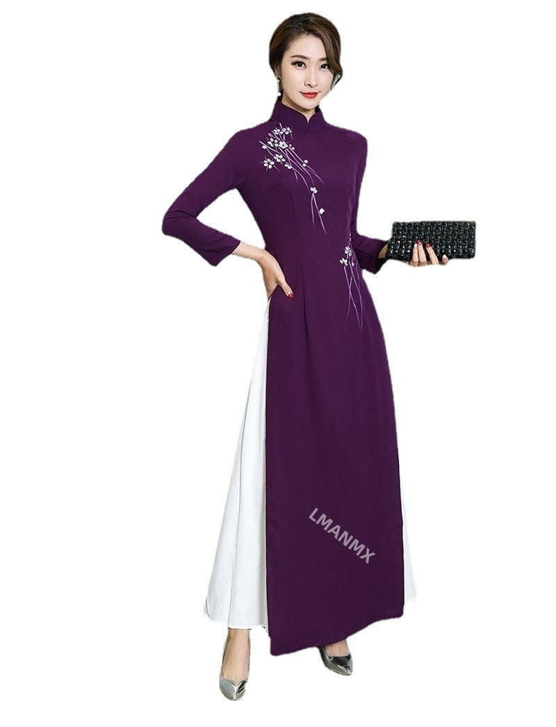 Traditional Vietnam Woman Retro Ao Dai Elegant Chinese Style Cheongsam Vintage image 5