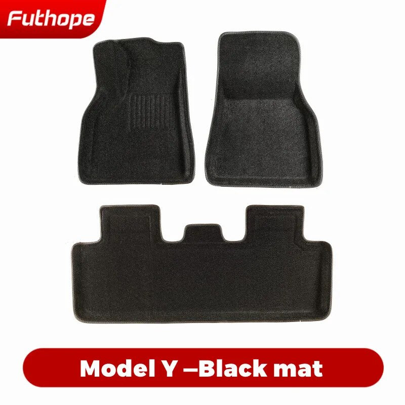 Futhope Floor Mats Black Pad For Tesla Model 3 Y 2020-2023 Custom Waterproof Ma image 1