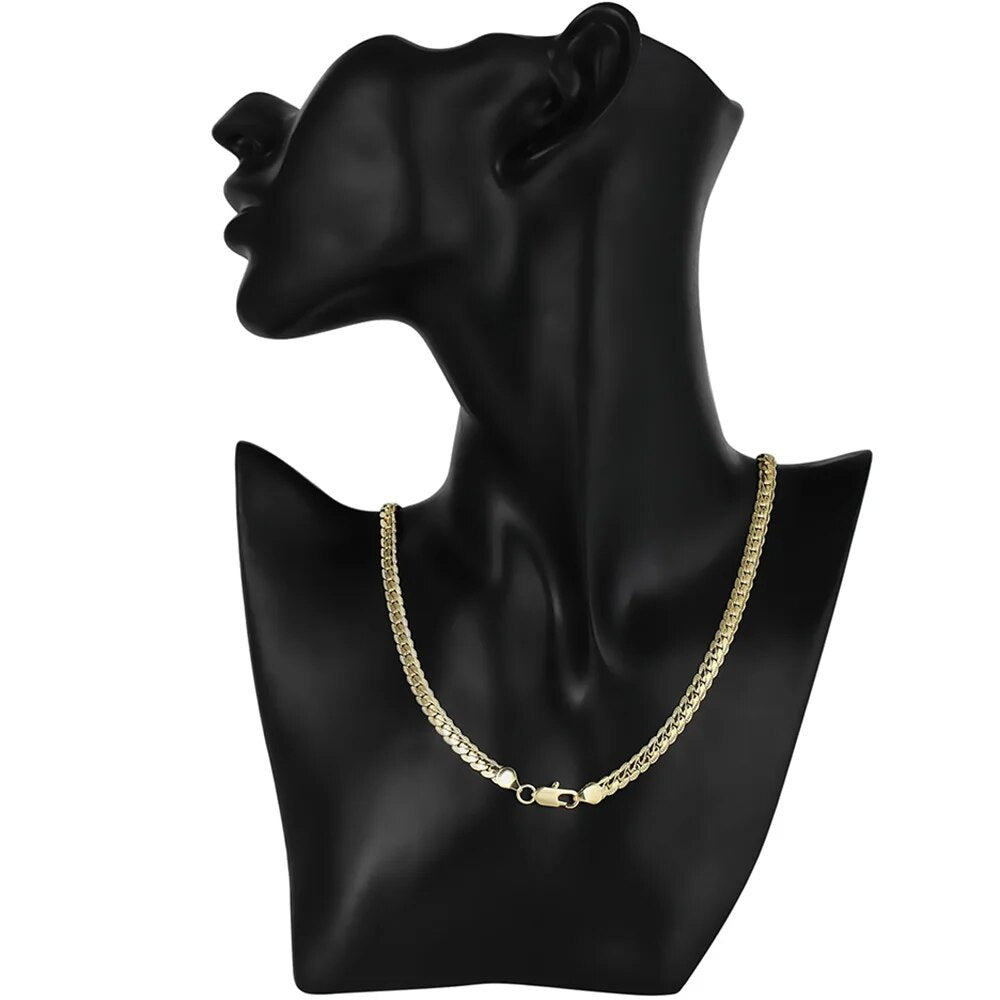 18-24Inch 45-60cm 18K Gold 5mm Full Sideways Chain Necklace For Women Man Fashi image 5