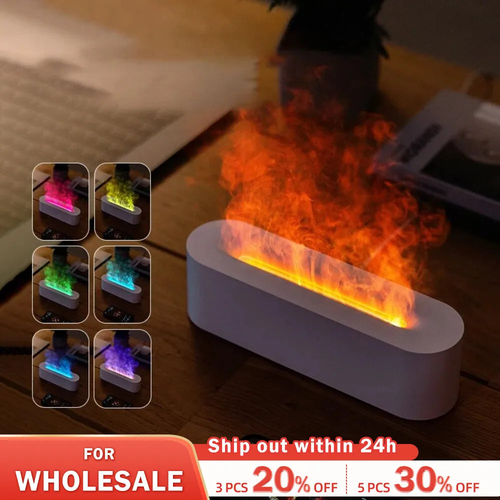 For RGB Flame Diffuser Humidifier USB Desktop Simulation Light Aromatherapy Pu image 2
