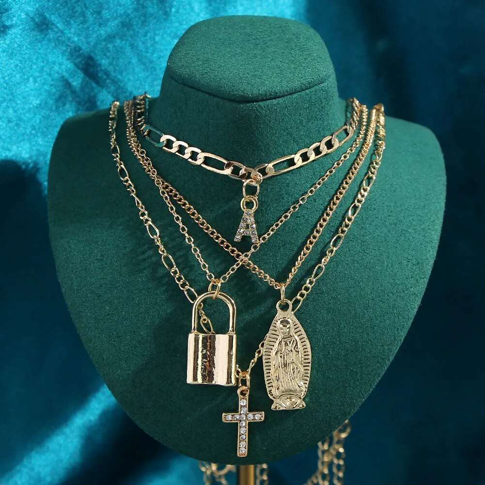 New Multi Layer Butterfly Dragon Charms Crystal Necklaces For Women Punk Golden image 13