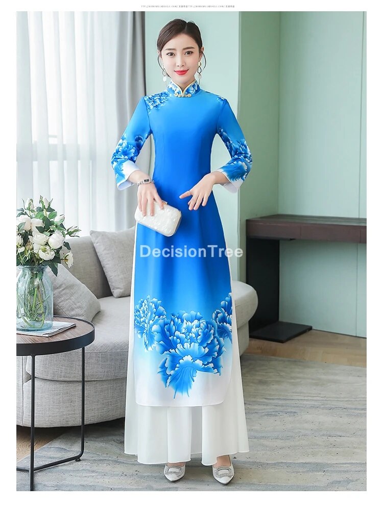 2022 woman chiffon aodai vietnam traditional clothing ao dai vietnam dress wome image 1