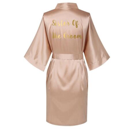 Rose Gold Satin Silk bride robe Wedding Robe Bridesmaid Bride Dressing Gown image 3