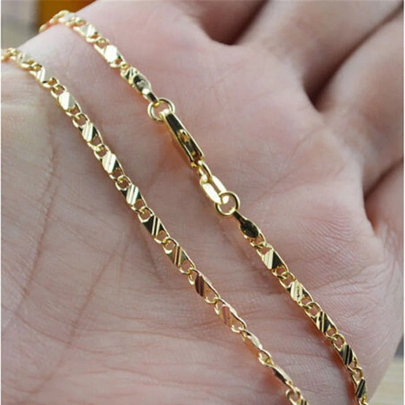 Exquisite Fashion 18K Gold Filled Necklace For Women Men Size 16-30 Inch Jewelr image 3