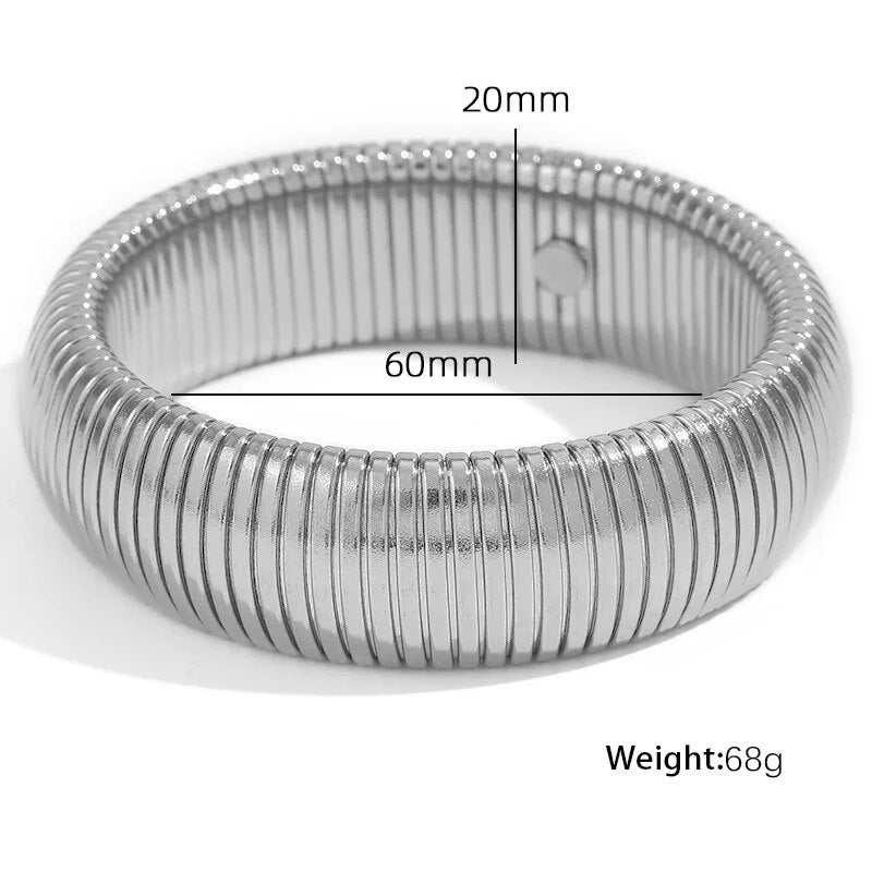 18k Gold Plated Stainless Steel Snake Twist Elastic Bracelets for Women Punk Fa image 6