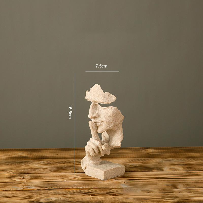 Silence Is Gold Statue Human Face Statue Abstract Sculpture Nordic Creative Dec image 6