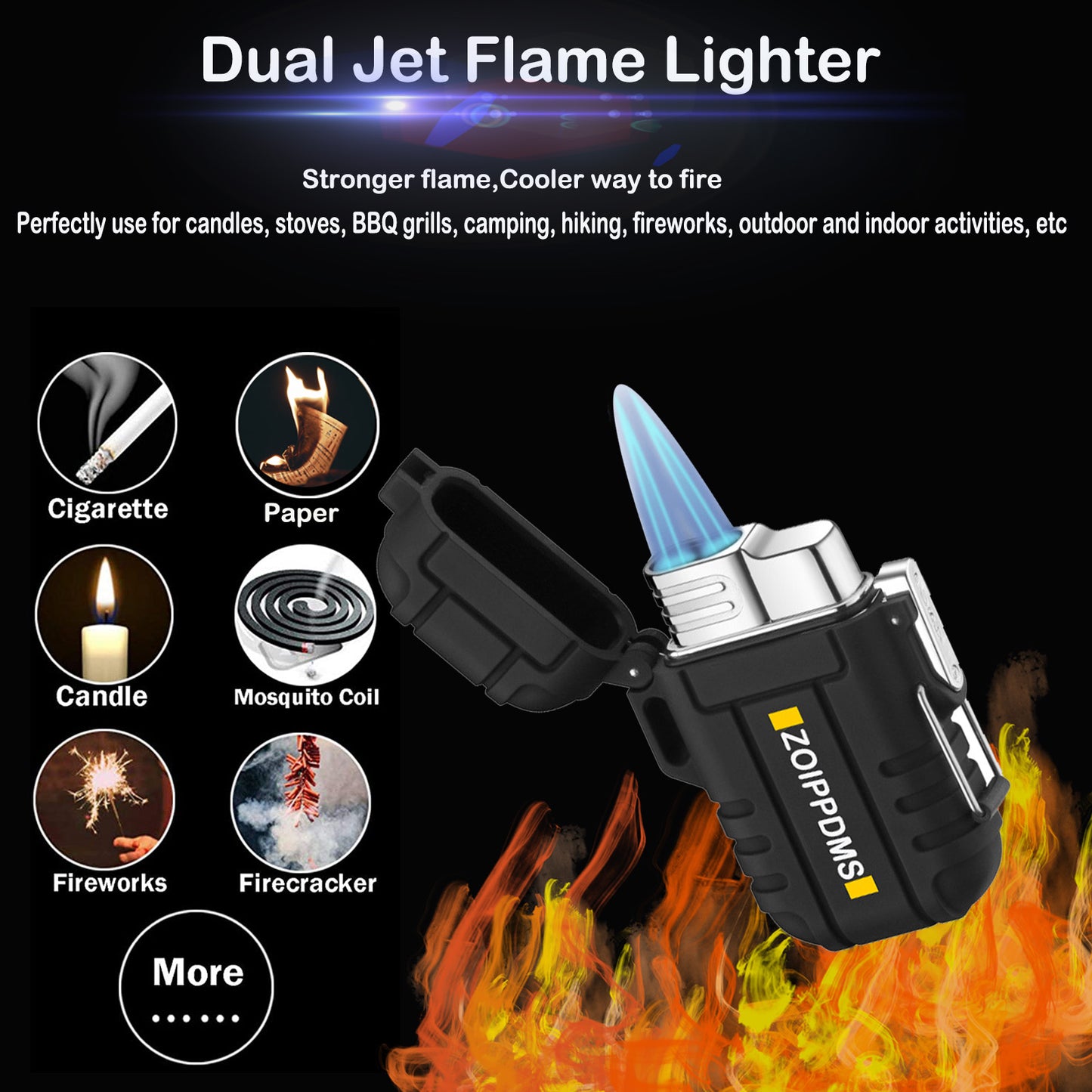 2 Pack Waterproof Lighter Dual Arc and Single Jet Flame Windproof Refillable Bu image 6