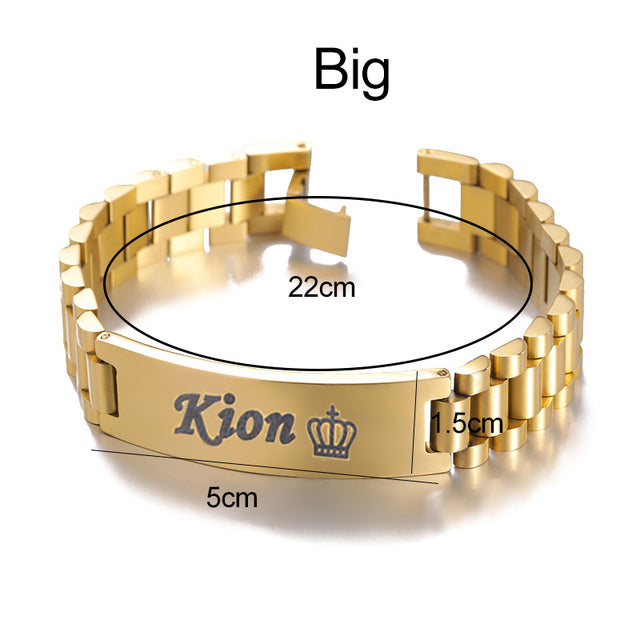 Customized Male Name Bracelet Stainless Steel Gold Color Punk Jewelry Personali image 2