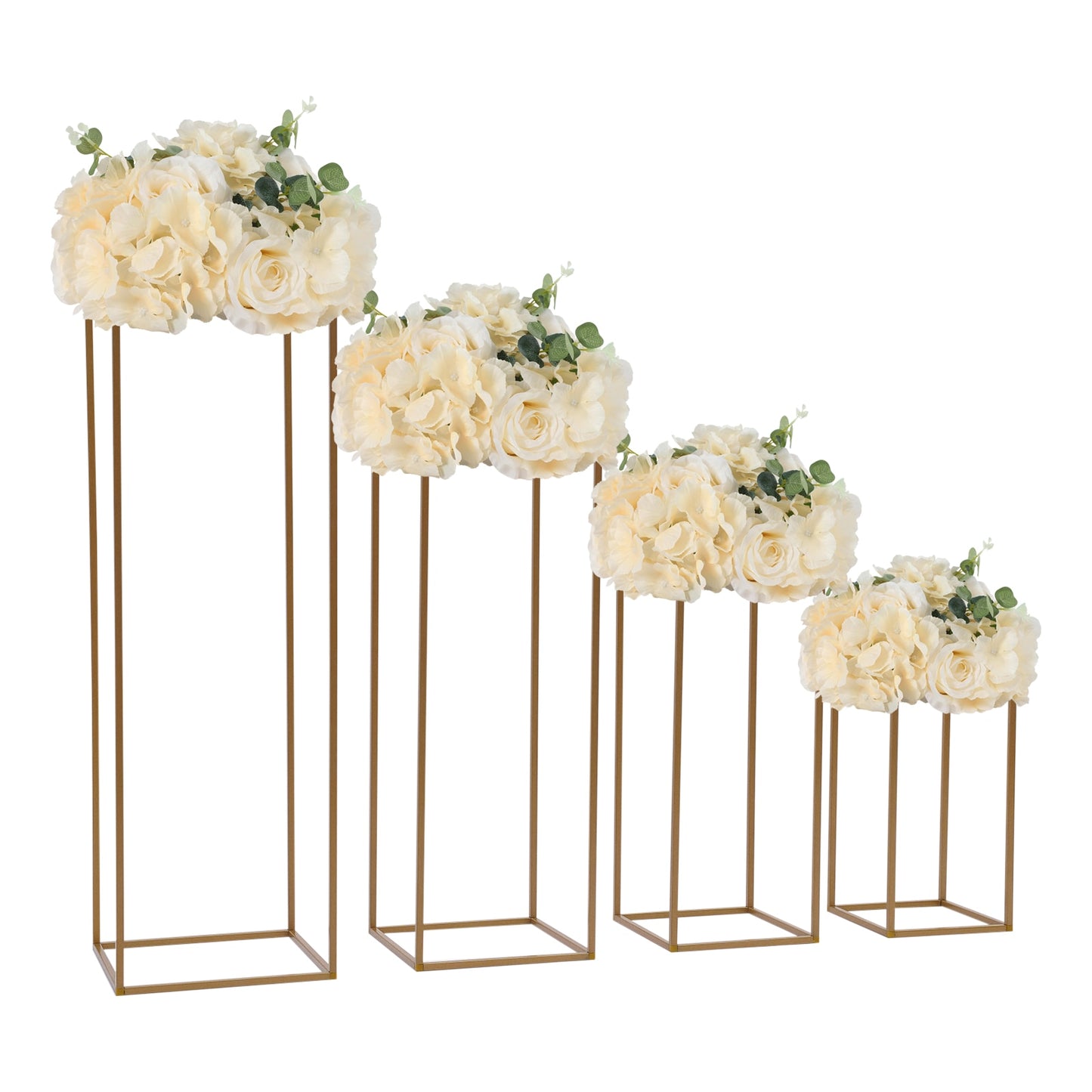 4PCS Flower Stand Gold Rectangular Metal Flower Rack Vase Stand Column Wedding image 4