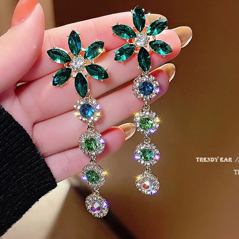Gold Color Metal Fashion Korean Pearl Earrings For Women Sparkling Zircon Penda image 21