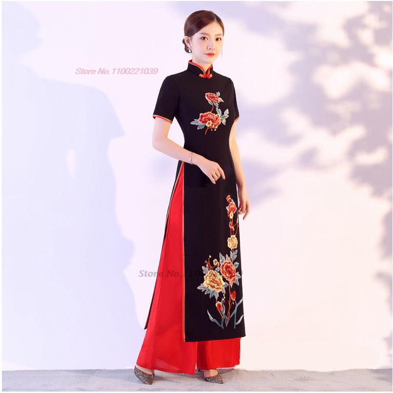2024 traditional ao dai cheongsam elegant vietnam dress oriental dress+pants s image 3