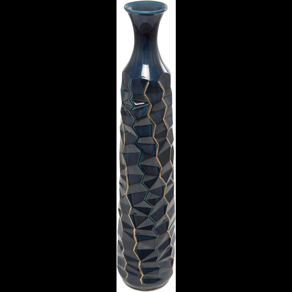 Ceramic Decorative Vase Tall Geometric Floor Centerpiece Vase with Gold Accents image 1