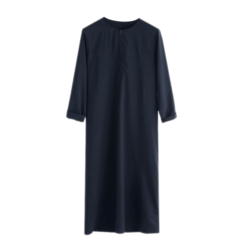 Muslim Robe Muslim Male Shirt with Zipper Design Loose Neck Muslim Clothing image 2