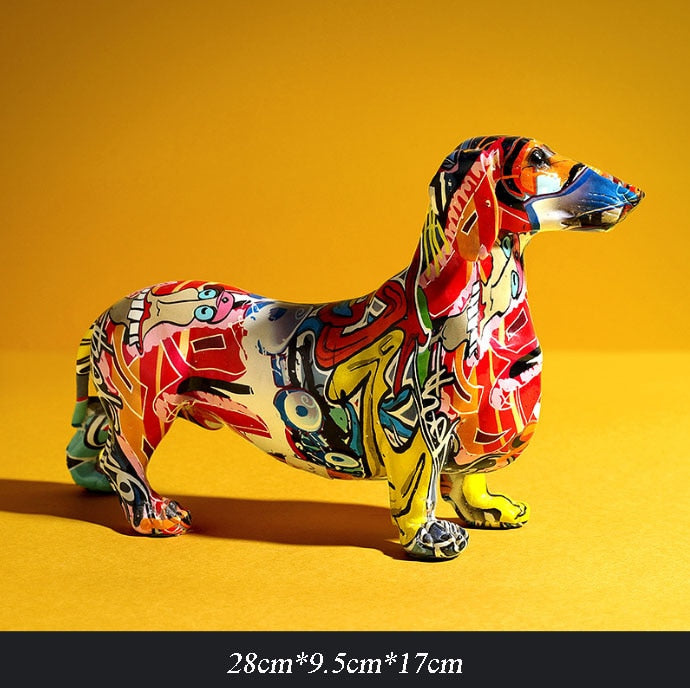 Creative Home Modern Painted Colorful Dachshund Dog Decoration Wine Cabinet Of image 2