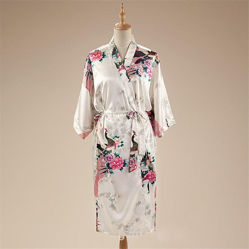 Women Satin Pajamas Bathing Robe Gown Japanese Traditional Women Sakura Kimono image 2
