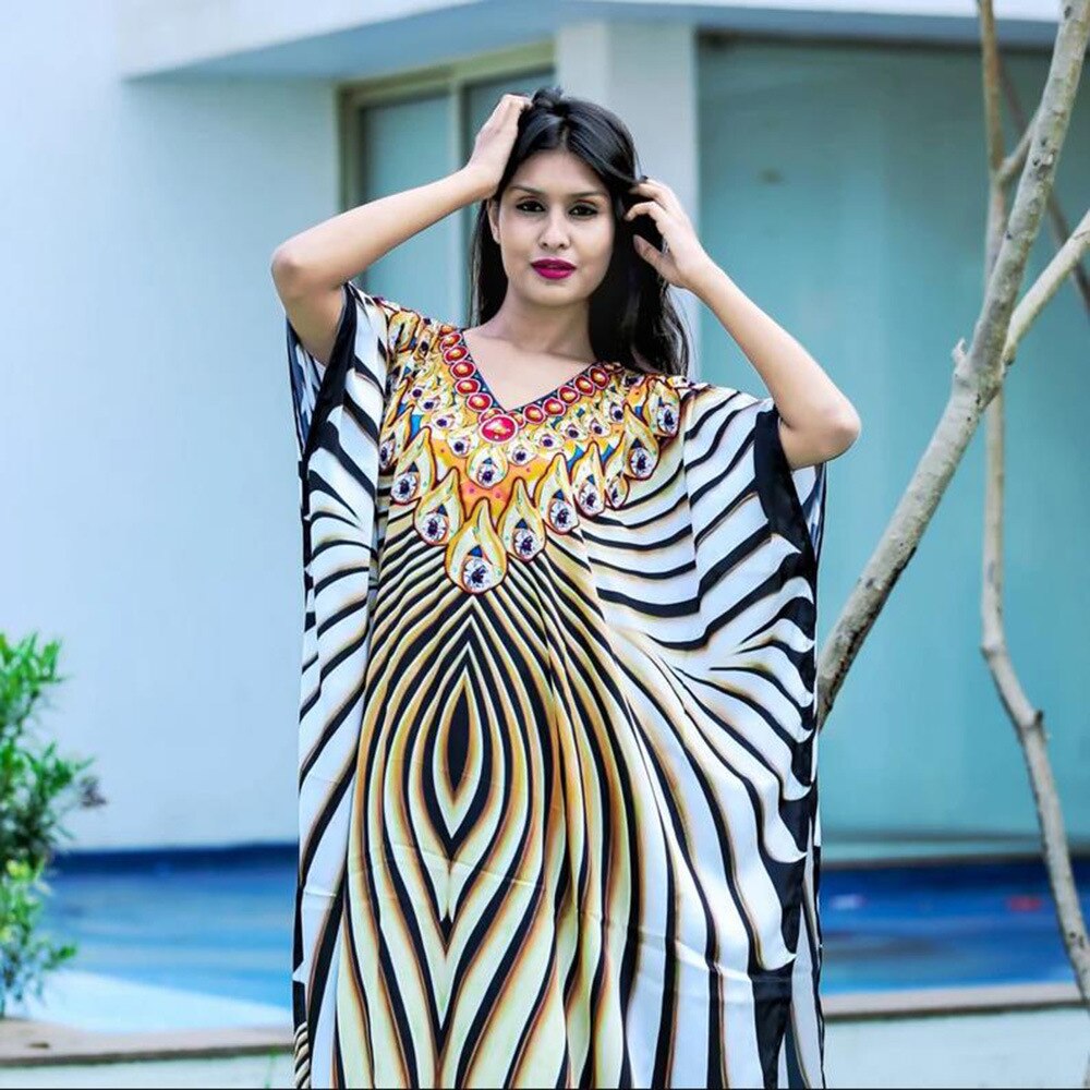 Short Sleeve African Women's Abaya Long Robe Maxi Casual Dresses Muslim image 2