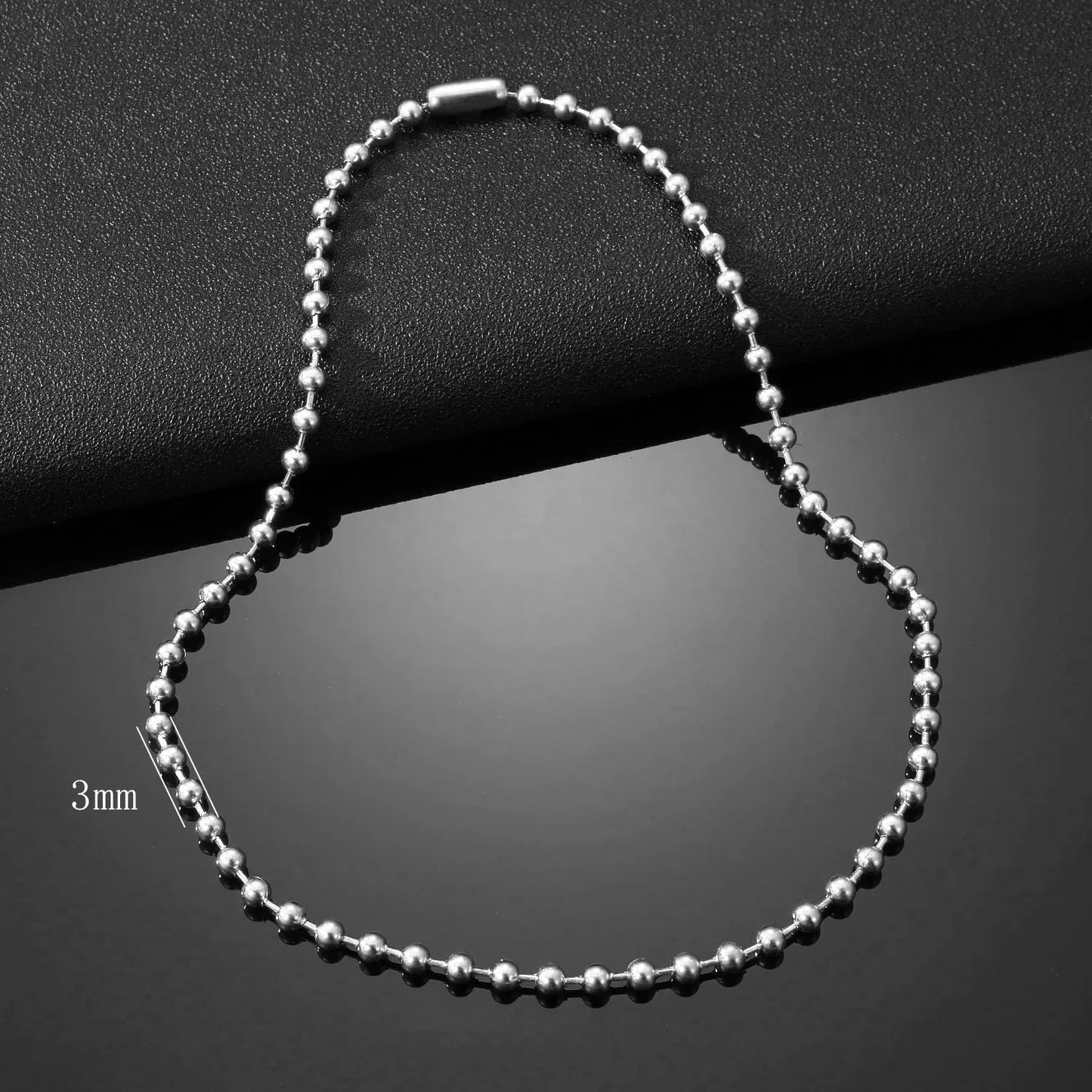 3/6/8mm Stainless Steel Ball Bead Necklaces For Women Men Gold/Silver Color Met image 6