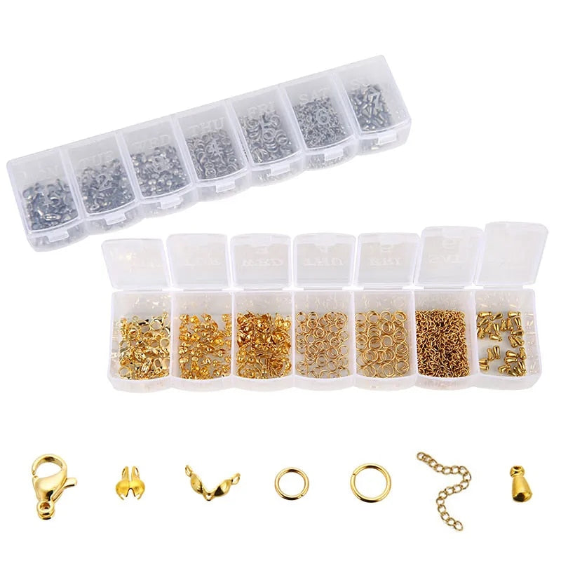 Stainless Steel Lobster Clasps Jump Rings Necklace Making Gold Color Extender C image 9