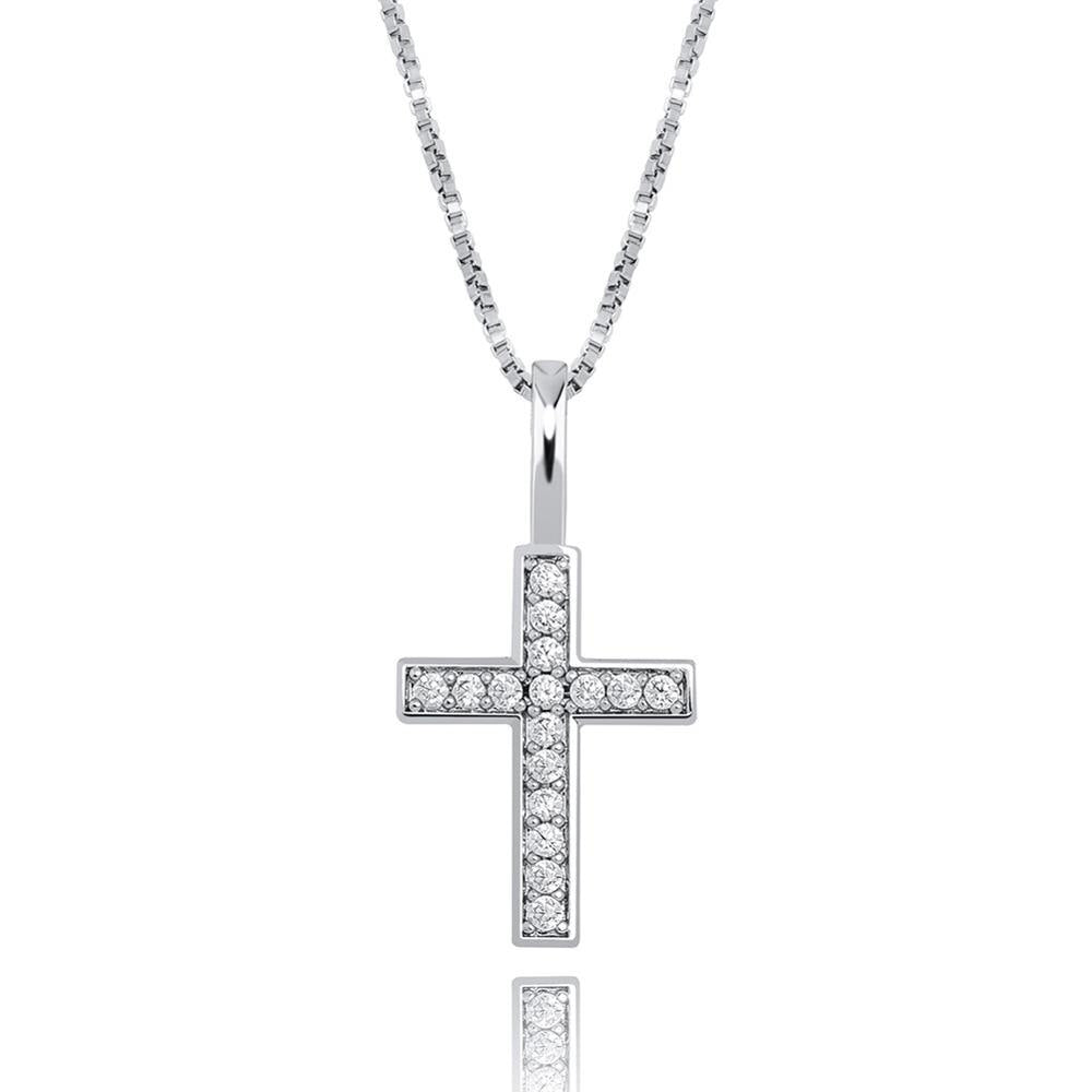 TOPGRILLZ 925 Sterling Silver Ice Zircon Cross Pendant Gold Silver Rose Gold image 1